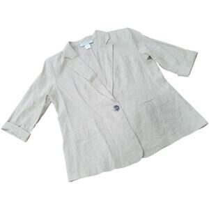 Linen Blend Carole Wren Single Button Blazer Size Medium